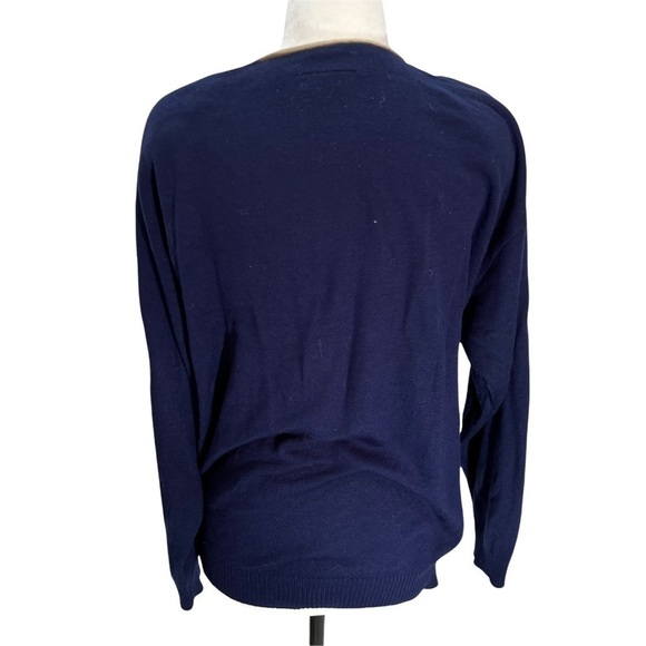 VINTAGE 90's💙Varsity Navy Button Front V-Neck Cardigan Sweater Size XL - Picture 5 of 8